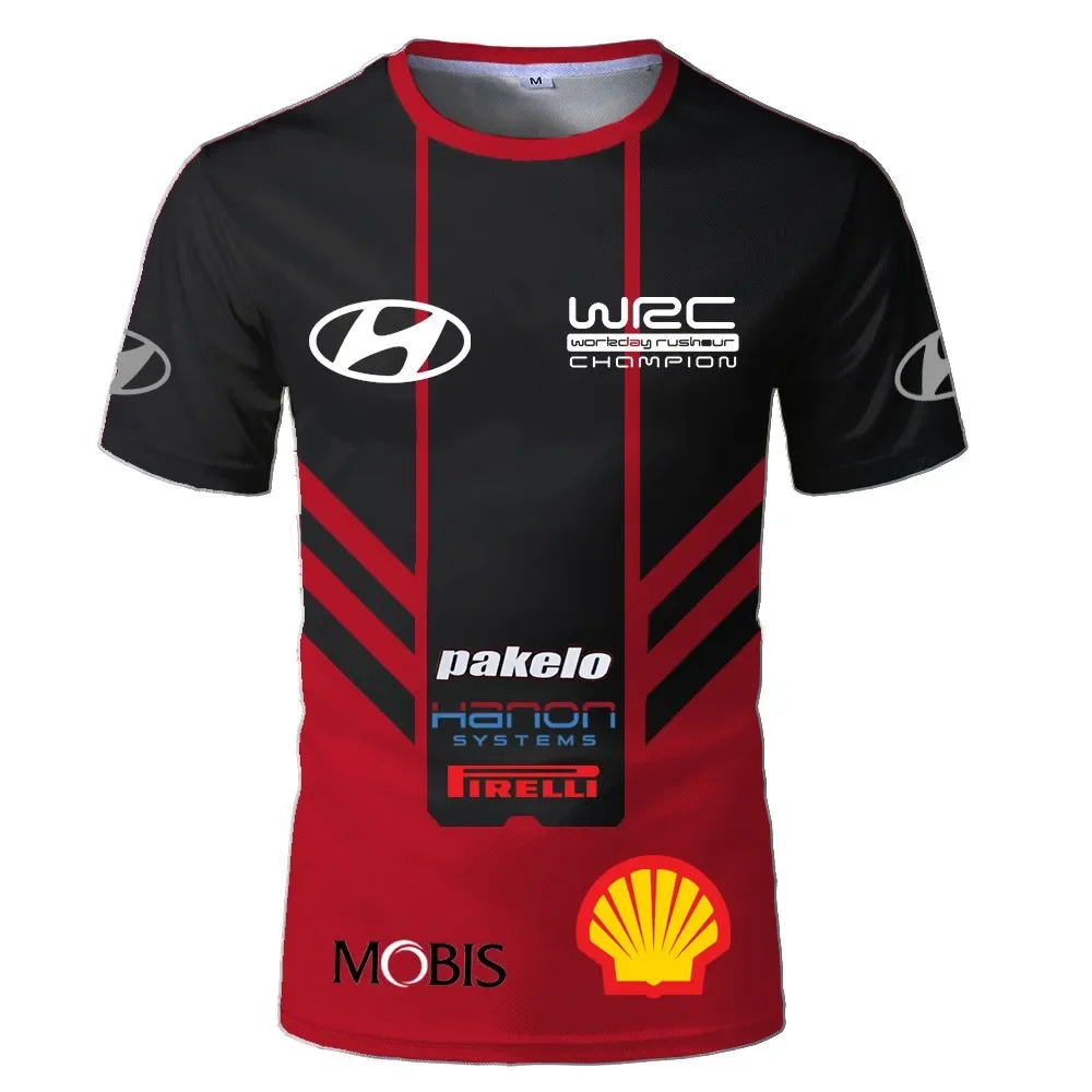 Camiseta deportiva de rally de coches para hombre, top transpirable con estampado 3D, cuello redondo, secado rápido, novedad de verano, 2024
