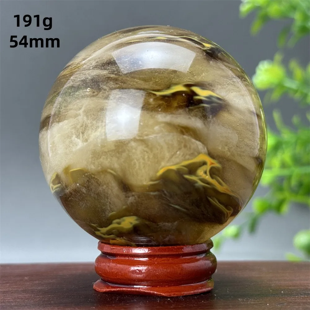 Energy Tiger Skin Smelting Stone Crystal Ball Aura Meditation Witchcraft Prayer Wealth Home Decoration Holiday Gift + Base