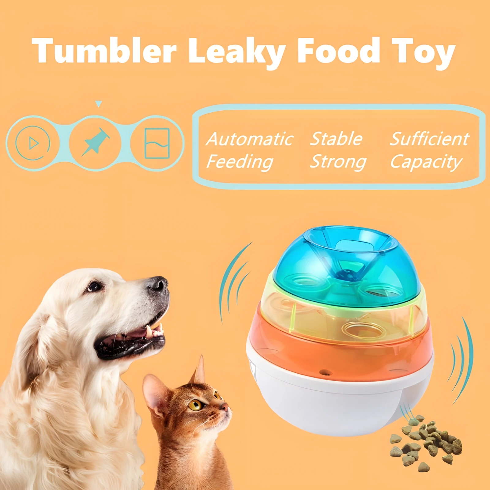 

Dog Treat Dispensing Interactive Tumbler Toy Ball Adjustable Eat Levels Slow Feeder Toy Durable Stimulation Puzzle Feeder Toy