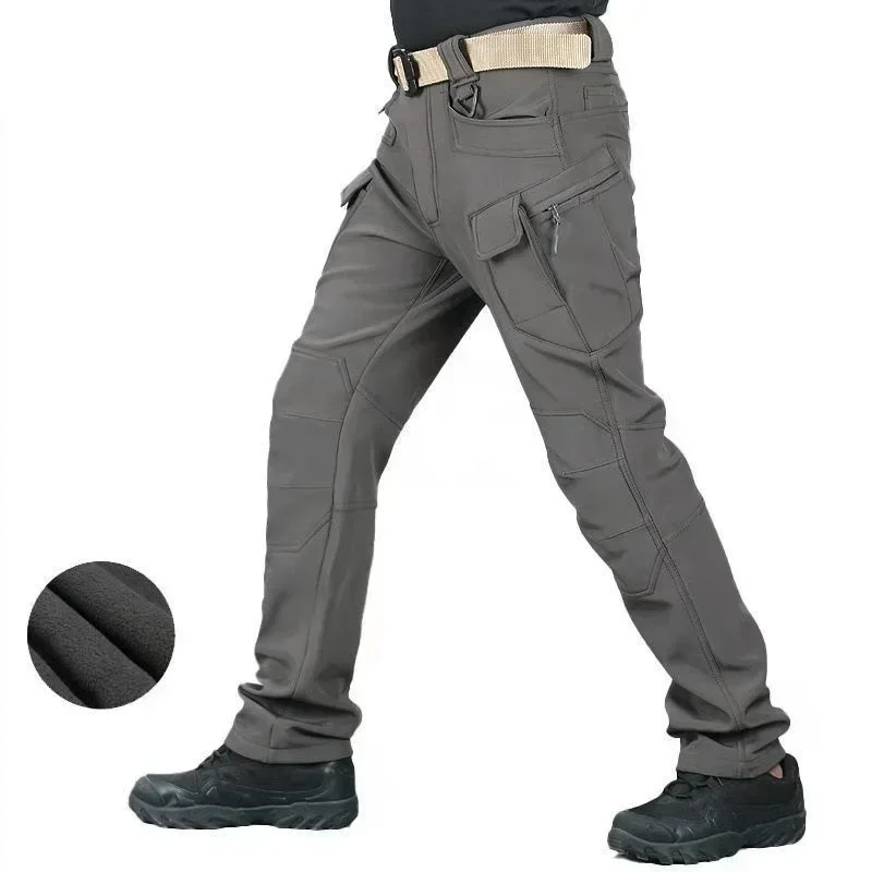 2025 Mens Waterproof Hiking Pants Plush Warm Outdoor Snow Ski Fishing Fleece Lined Insulated Soft Shell Winter Tactical Pants