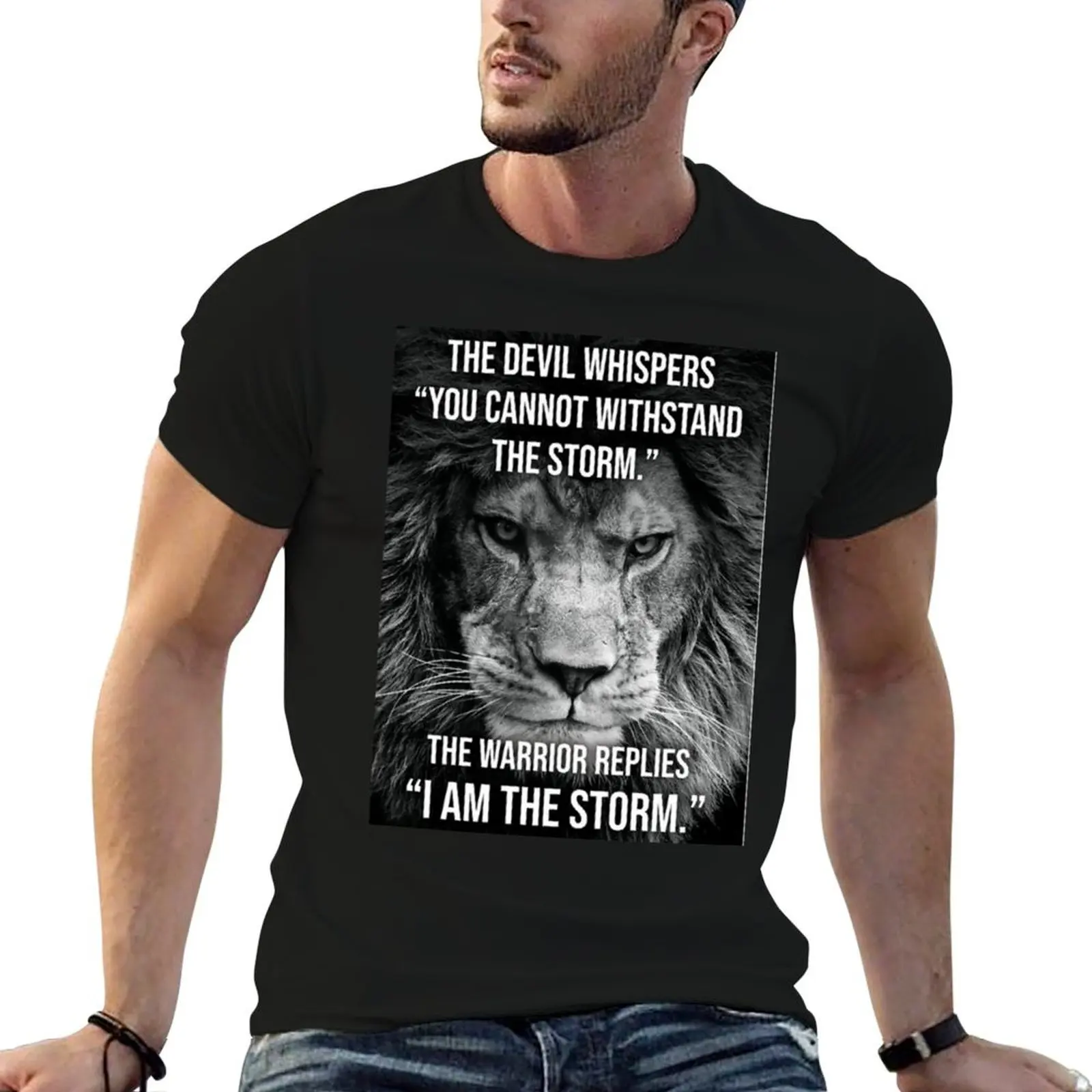 

I AM The Storm, Lion, Warrior Poster T-Shirt plus size tops sweat men workout shirt