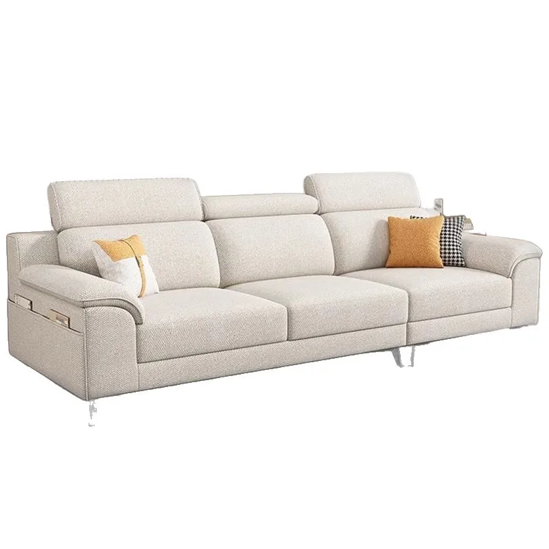 

Minimalist fabric sofa, modern simple straight row sofa in the living room, small apartment cat scratching skin