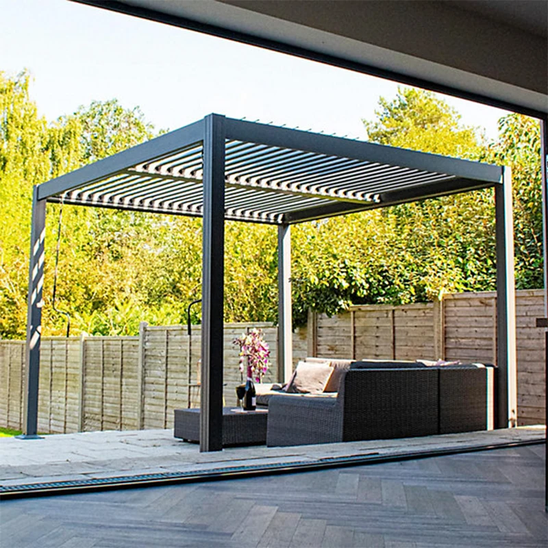 Durable Pergola Aluminum Heavy Duty Louvered Roof 3x3m Customized 2mm Wall Thickness For Villa Commercial Patio Outdoor Bar