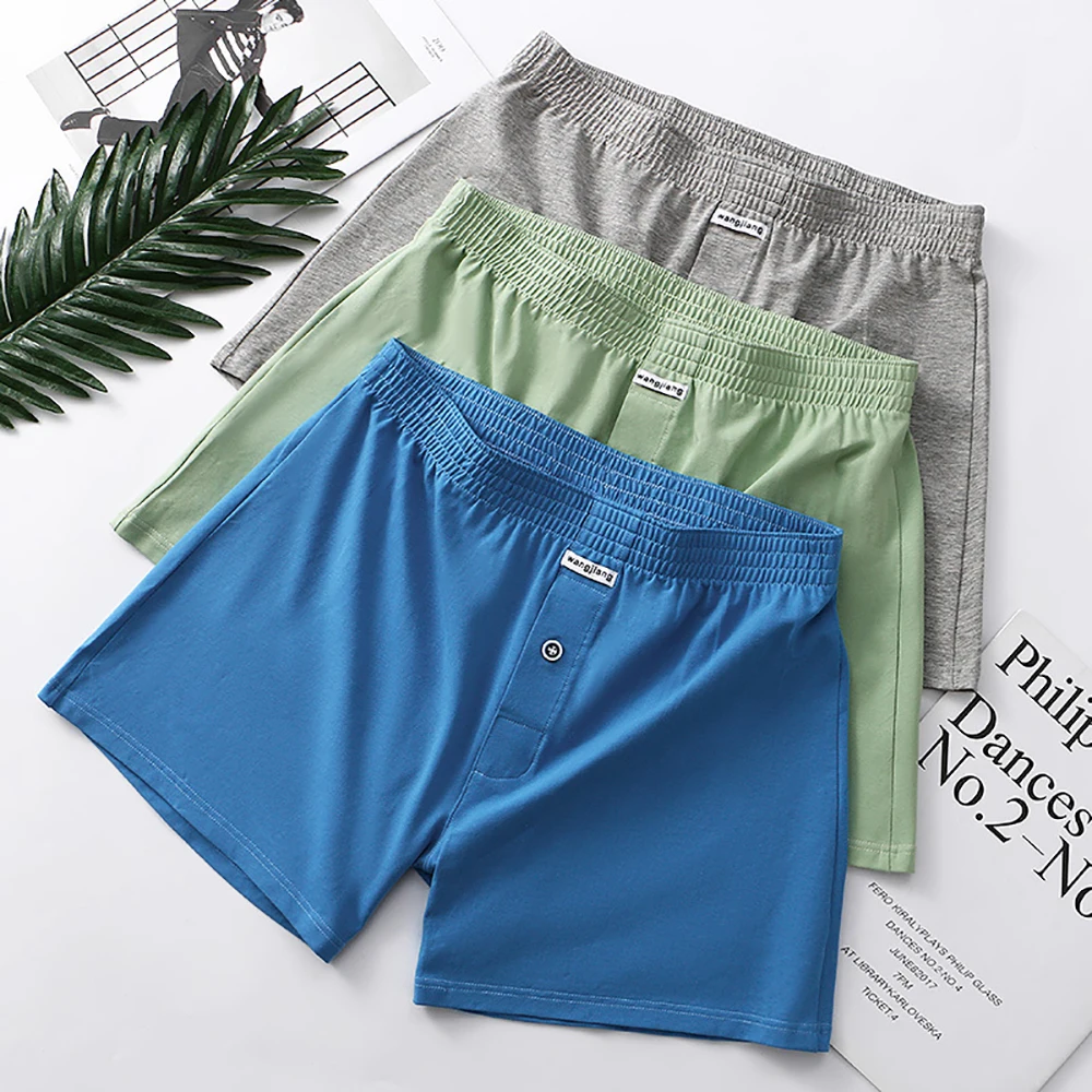 3PCS/Pack M-3XL High Quality 100% Cotton Sleepwear 3D Crotch Underwear Man Breathable Pajama Pants Elastic Waist Men's Panties