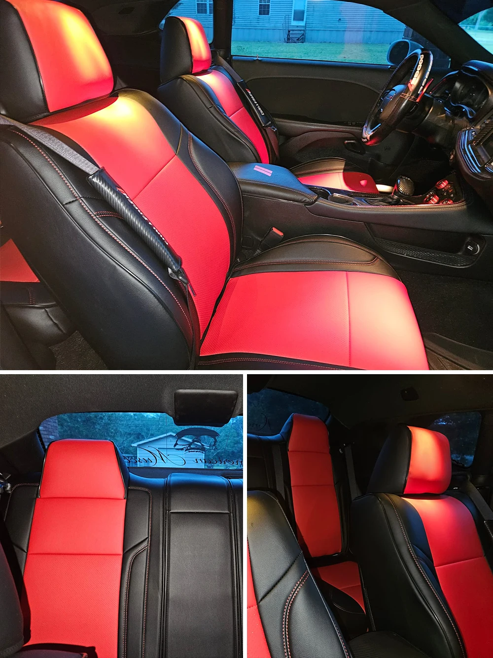 Maßgefertigte Autositzbezüge, 5-Sitzer, Komplettset, hochwertiges Sportleder für Dodge Challenger 2008-2024 – Detail 3