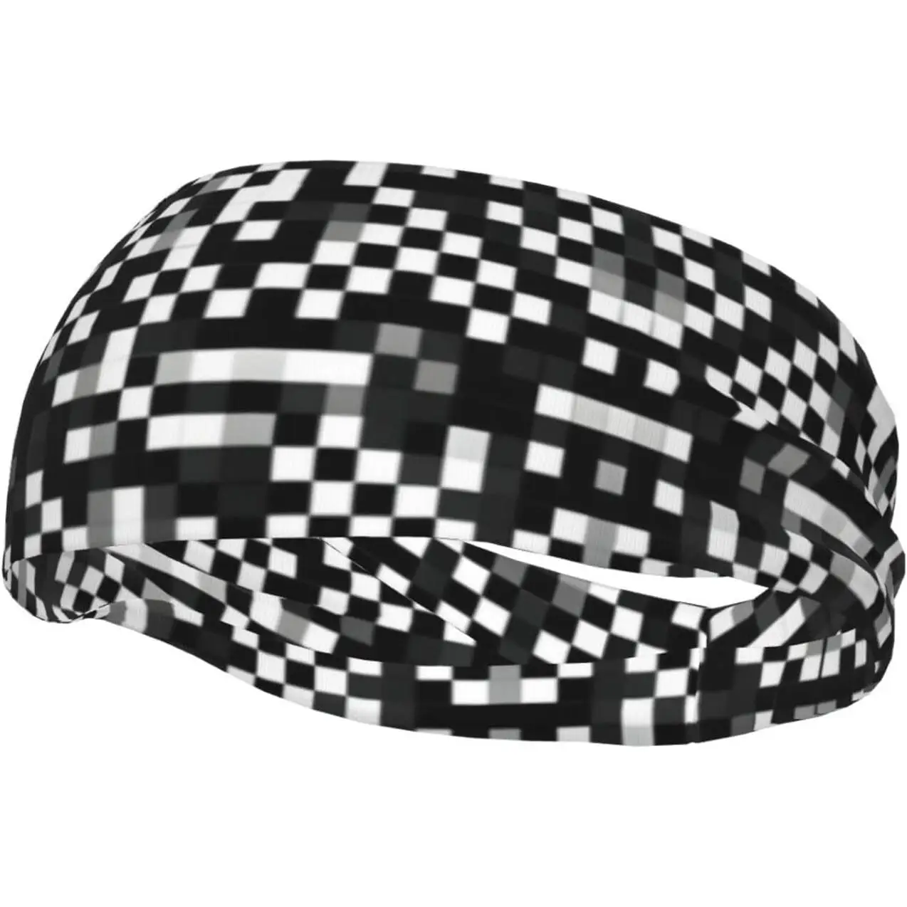 

Черно-белые спортивные повязки на голову с клетчатым принтом, унисекс, влагоотводящие, эластичные, для бега