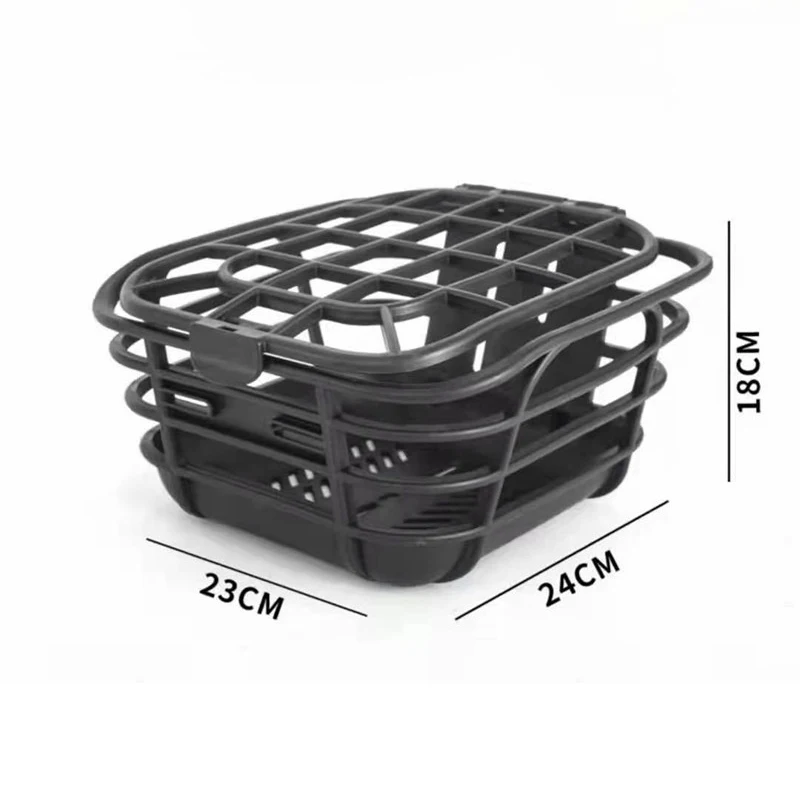 سلة دراجة سوداء مضادة للبثق؛ سعة كبيرة؛ تصميم أمامي قابل للإزالة؛ مناسبة للدراجات الكهربائية