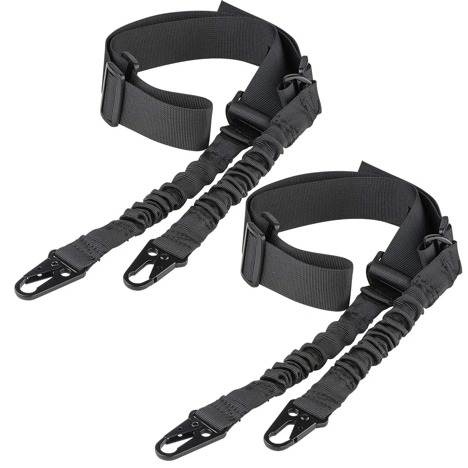 

2 Pack Black Two Points Rifle Sling with Length Adjuster Traditional Sling with Metal Upgraded Hook