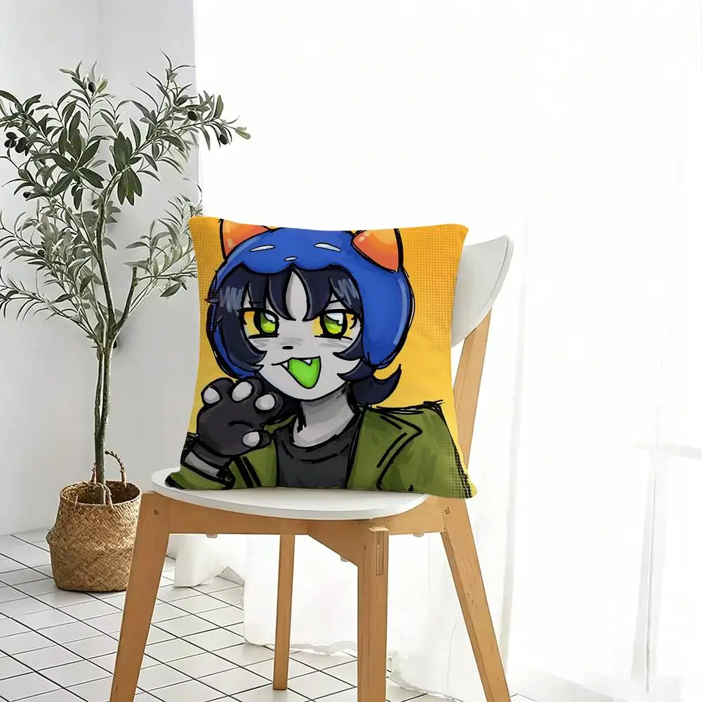 Homestuck Nepeta Leijon Cat  Square Double-Sided printed Pillow Case Bedroom Bedside Pillow Sofa Cushion Cover Gift