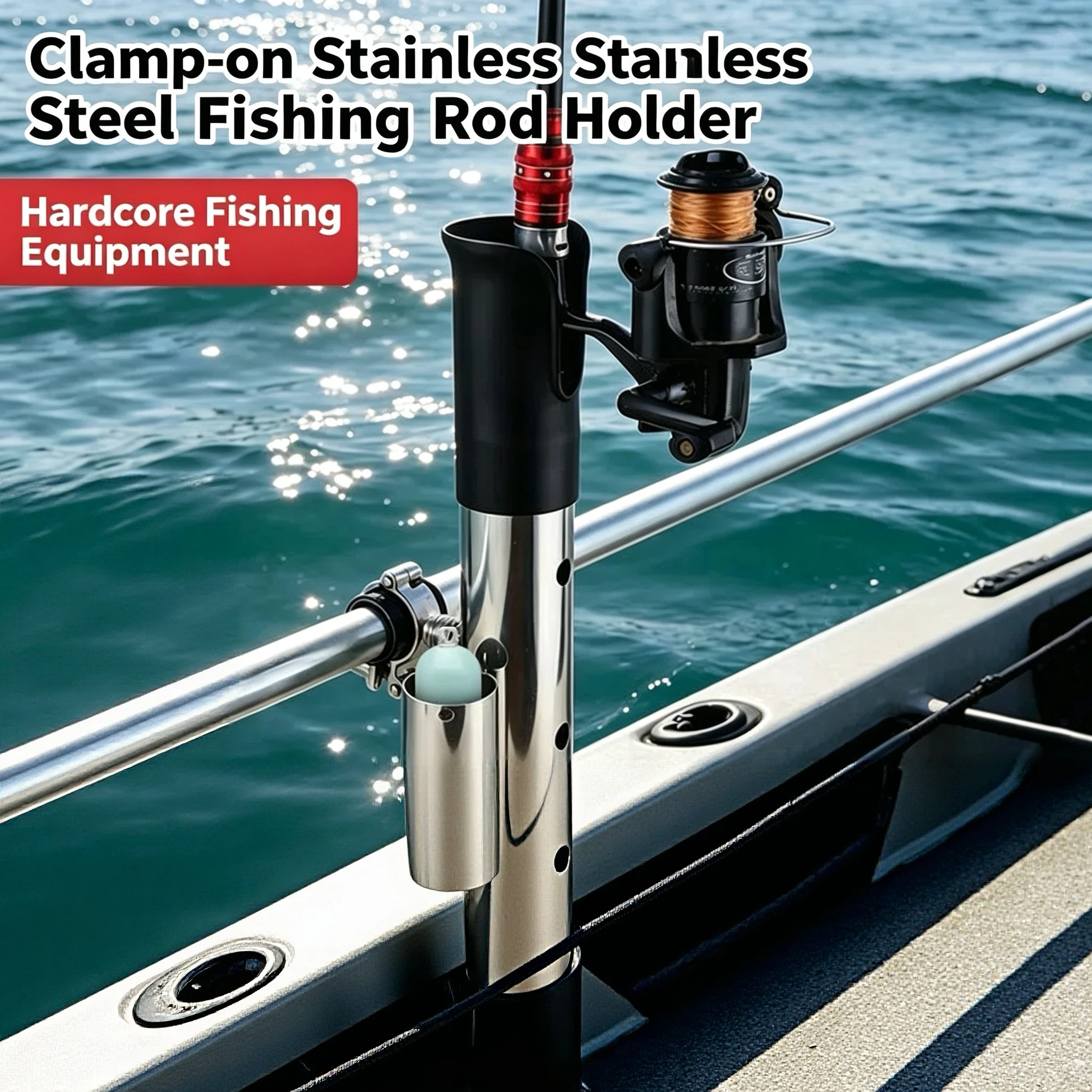 Stainless Steel Fishing Rod Socket Holder, Trolling Rod Mount Bracket for Boat, Inflatable Boat & Sea Fishing