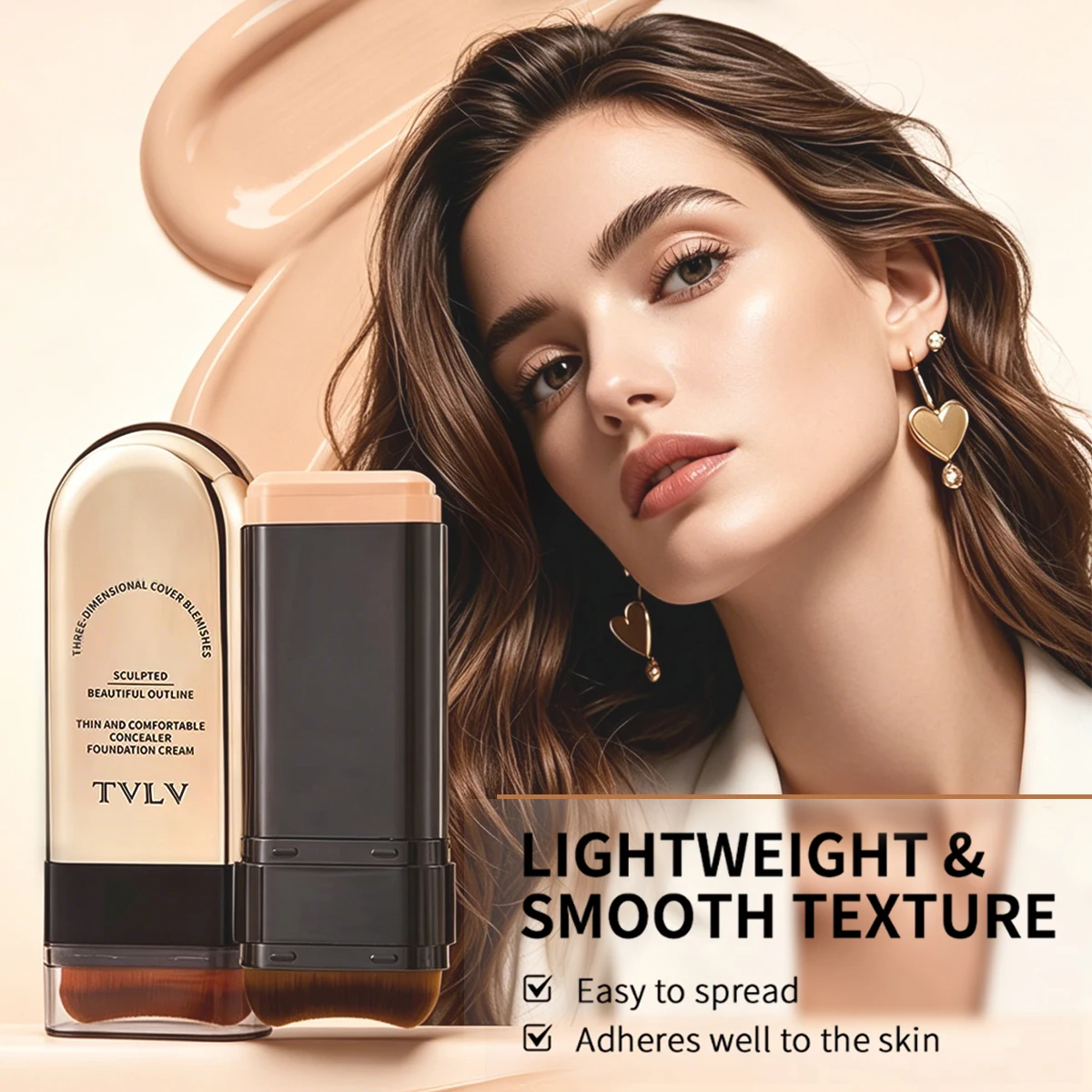 TVLV Stick Teintant Léger Longue Tenue Imperméable Correcteur Fond de Teint Crème Teintée Parfait pour le Visage et le Contour Maquillage