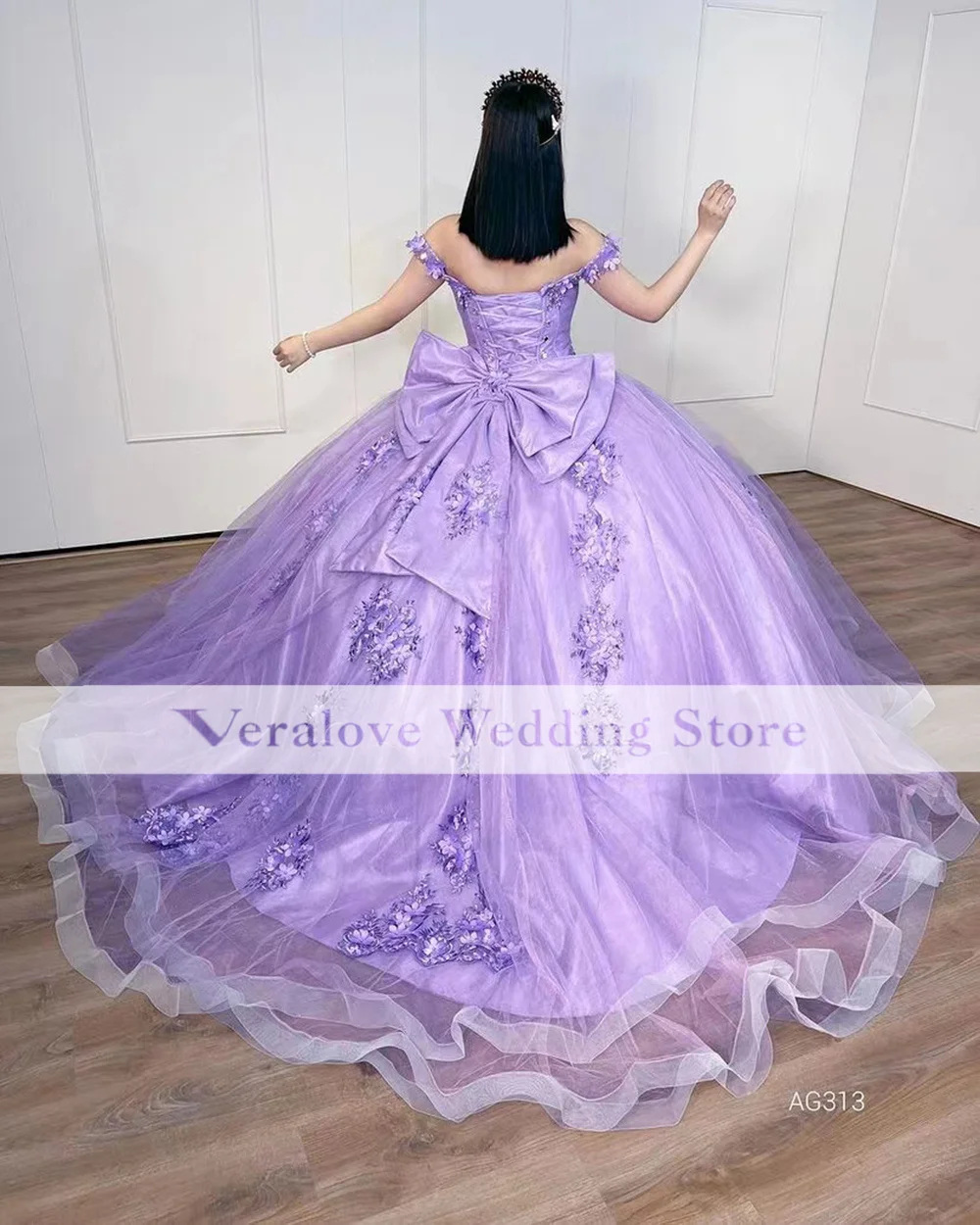 Veralove Lila Prinses Quinceanera Jurken Applicaties Bloem Volume Vestidos De 15 Años Green Pageant Jurk