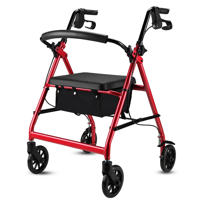 Foldable trolley elderly trolley can be pushed to sit in the car elderly seat trolley shopping walker mobility scooter