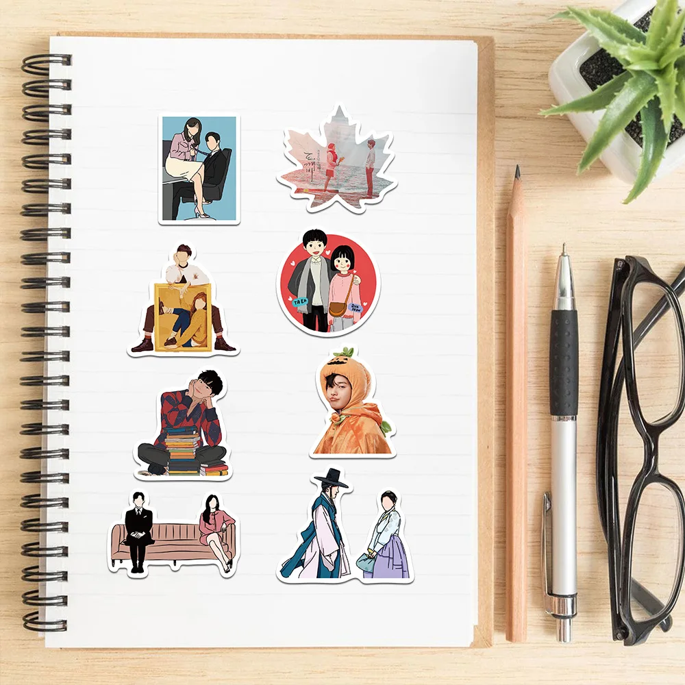 10/50Pcs Korean Drama CP Stickers Cartoon Character Cui Yijing Li Zhoubin Decorative Hand Account Sticker Collection Gift