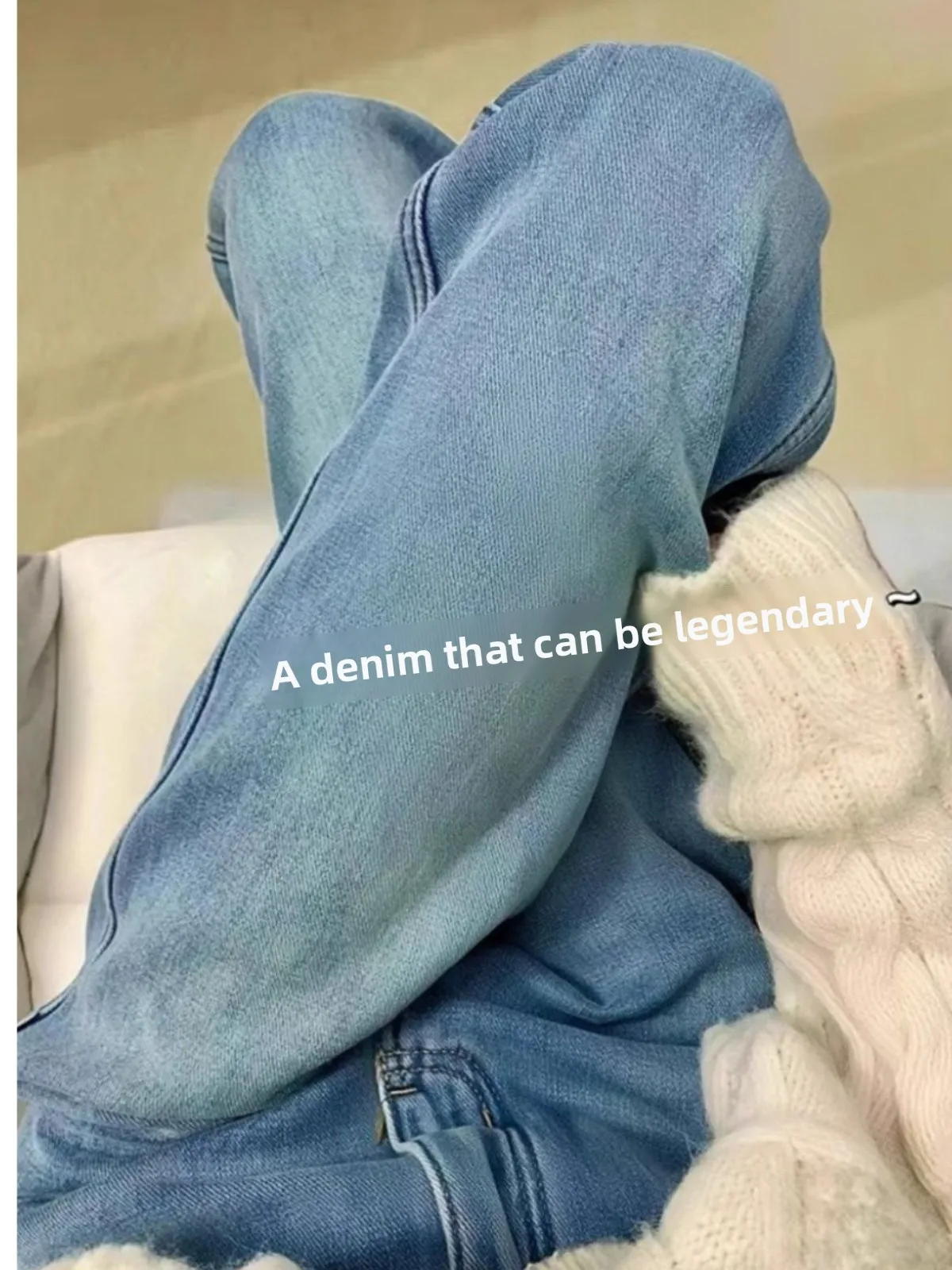 

Светло-голубые джинсы с высокой талией, облегающие, с широкими штанинами, повседневные, износостойкие, длинные брюки для женщин