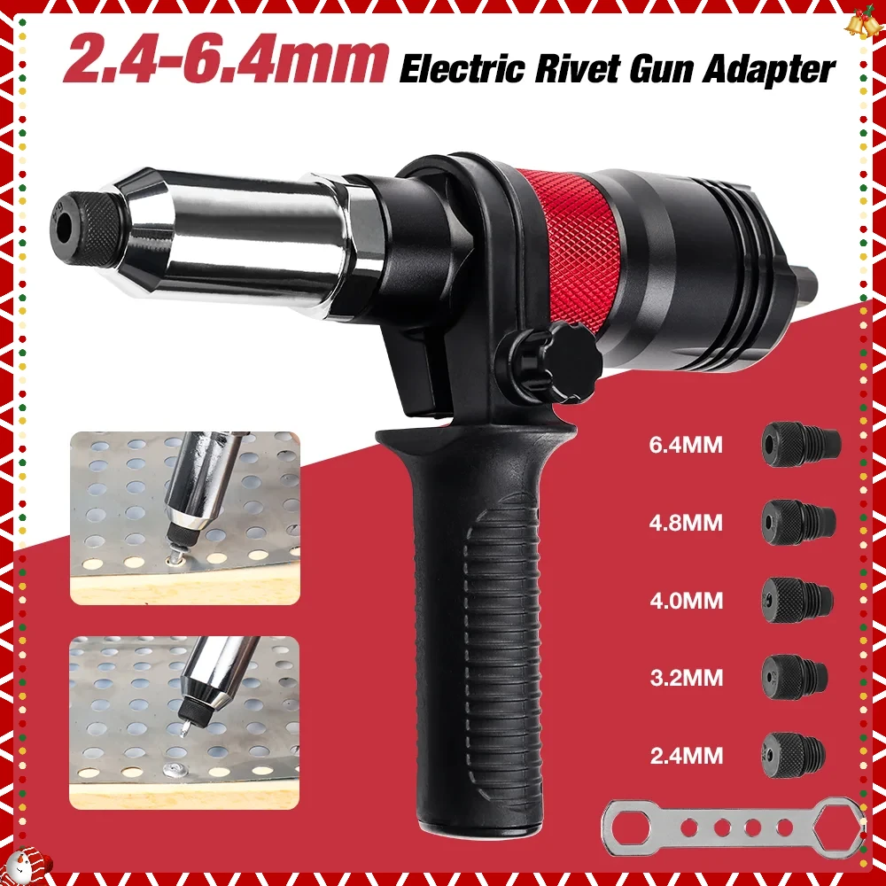 Electric Rivet Nut Tool Adapter 2.4MM 3.2MM 4.0MM 4.8MM 6.4MM Insert Nut Riveting Gun Cordless Home Converter