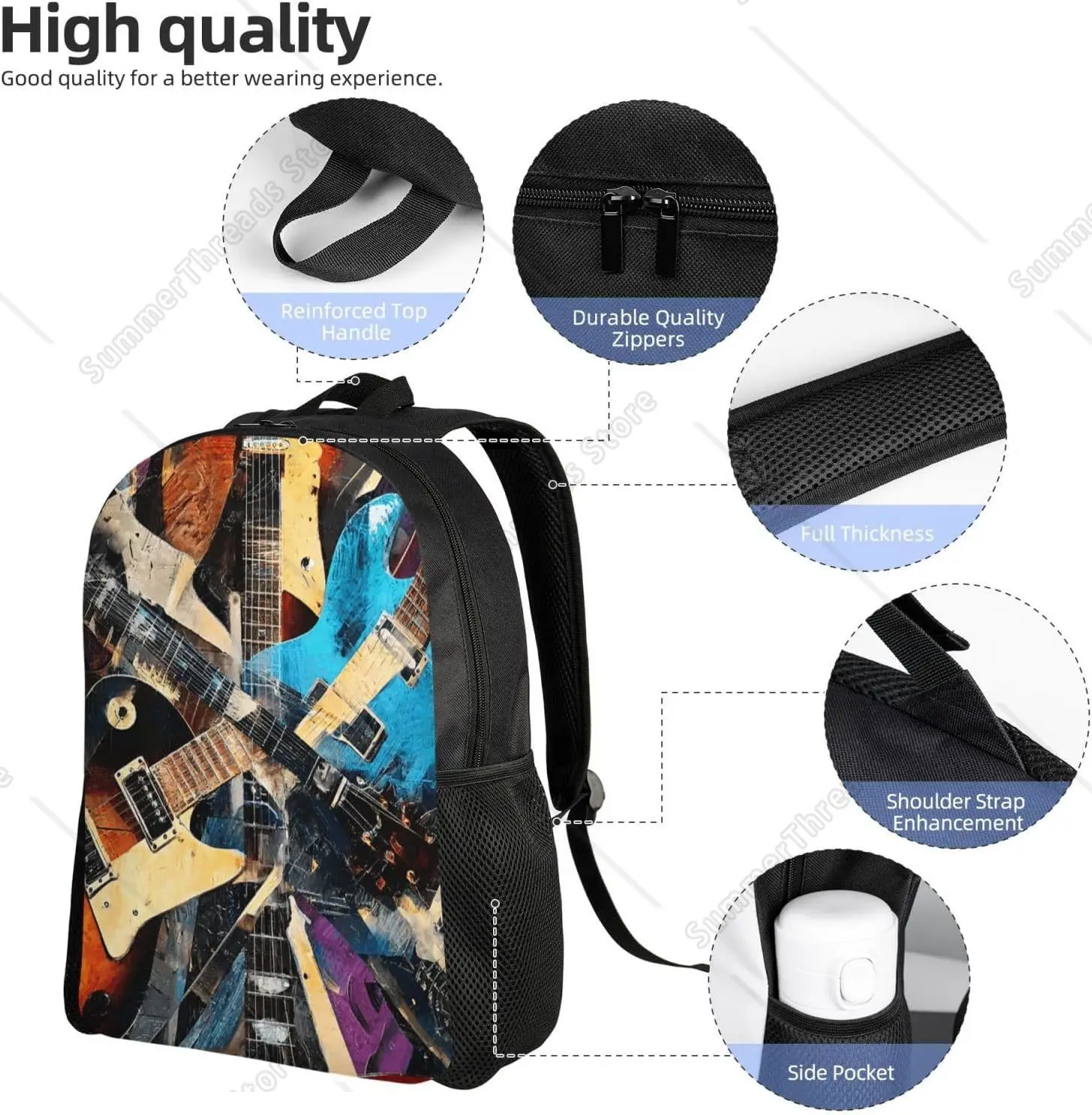 Bookbags For Women Men Lightweight Laptop Backpack Music Guitar Daypack Computer Bag