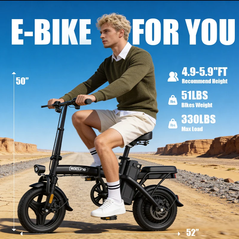 G11-14'' Foldable Commuter Ebike 500W Motor,48V Removable Battery Max 19.9MPH Disc Brake with 4 Shock Absorption Mini Electric Bicycle for Adults,College Students, Commuters & Urban Riding E-Bike image 7