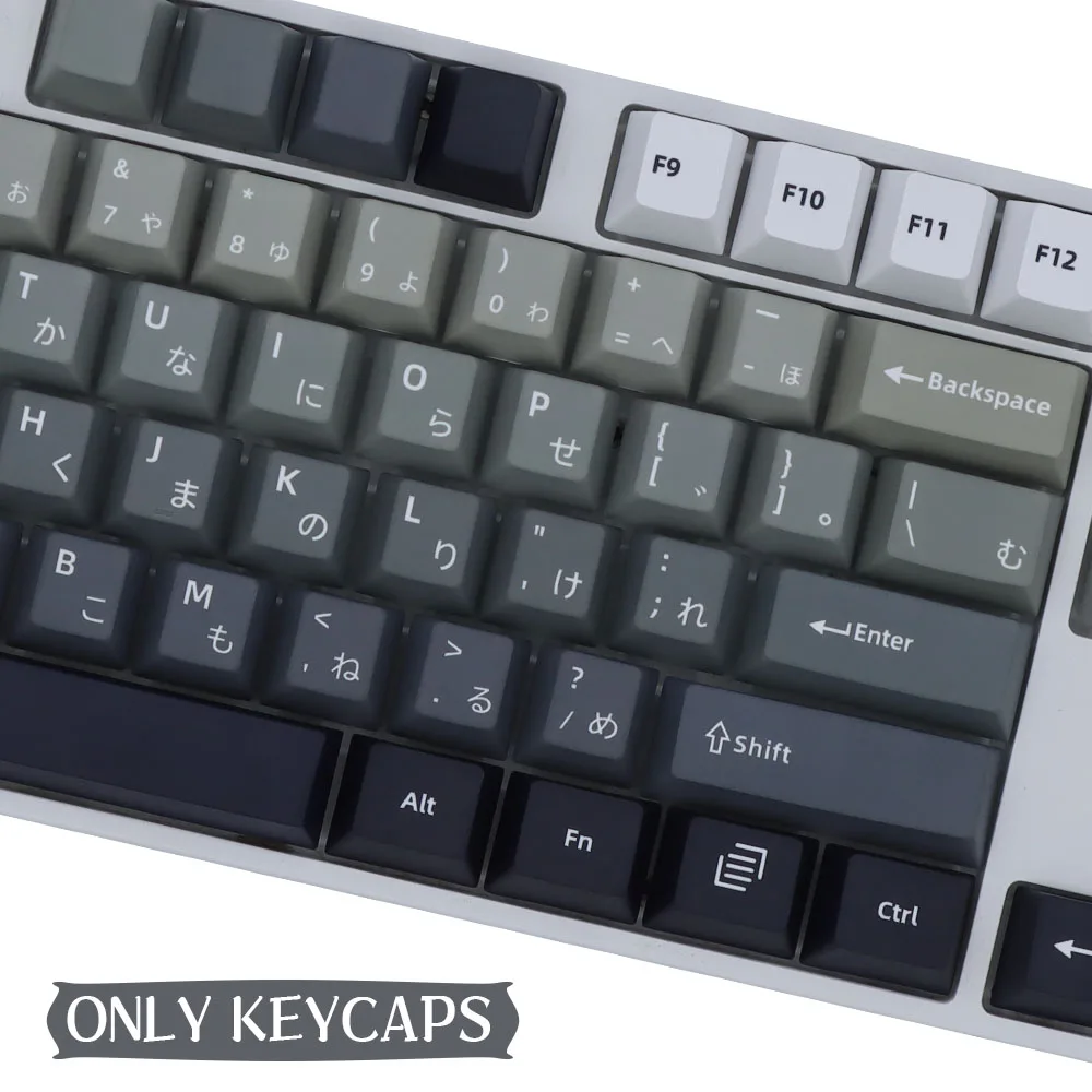 Imagem -02 - Pbt Cereja Perfil Key Cap Teclado Mecânico Preto Gradiente Cinza Nevoeiro Tiro Oblíquo Keycaps Polar 75 84 87 98 151key