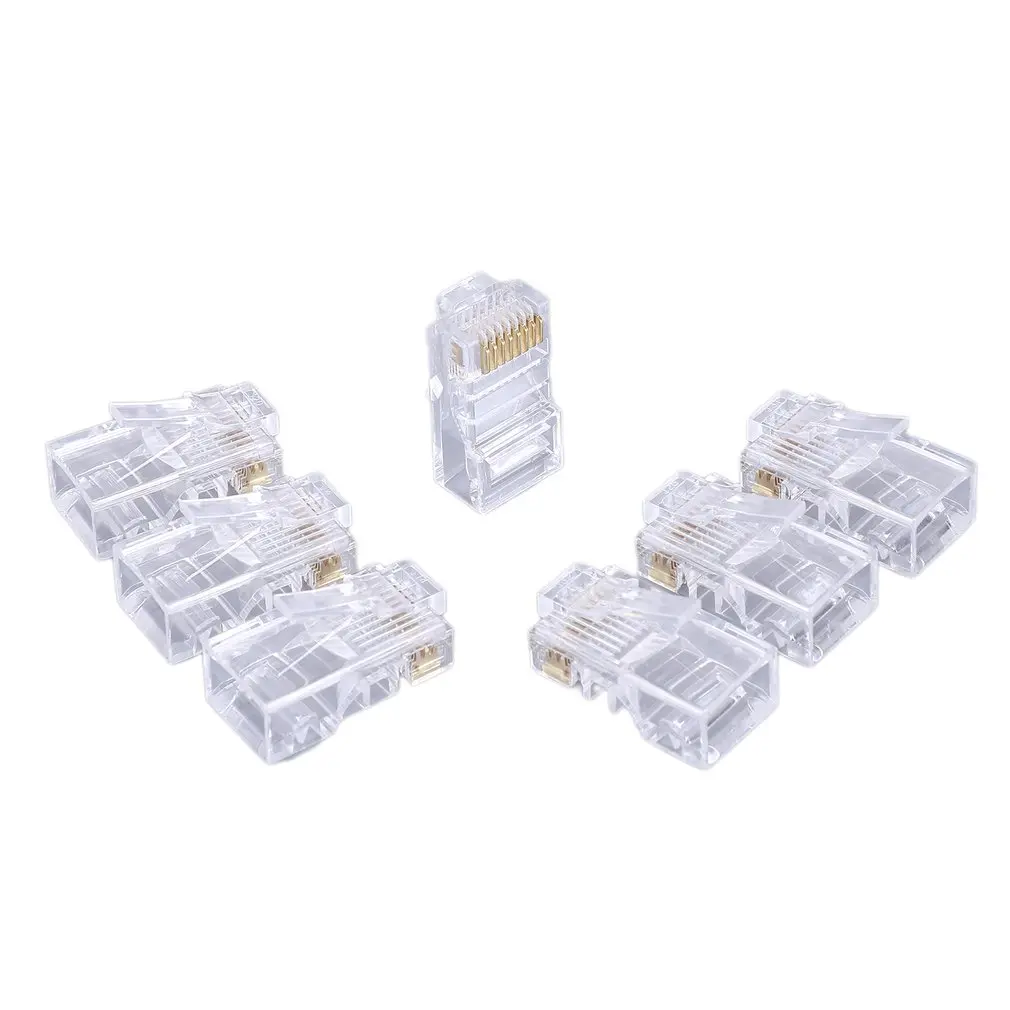 

100 PCS/set 8P8C RJ45 Through Hole CAT5E Network Cable Connector With Super Class 5 Crystal Head Cable Connector Dropshipping