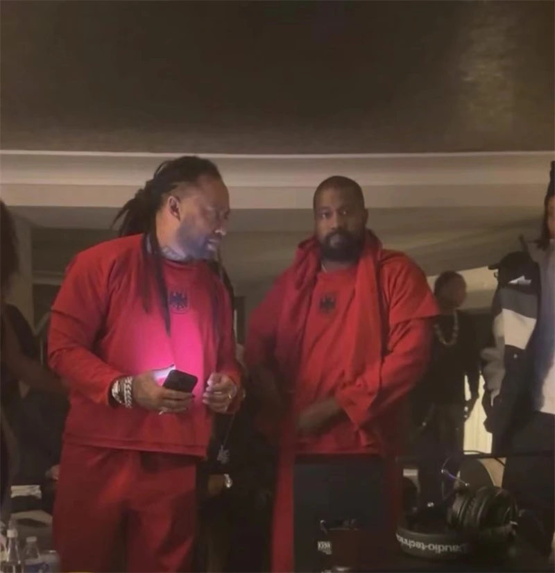 تي شيرت YZY Kanye بأكمام طويلة تي شيرت أحمر للرجال والنساء مقاس كبير تي شيرت #2