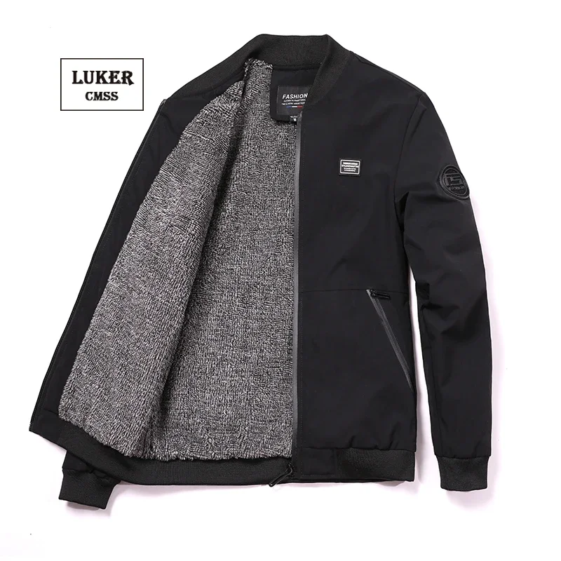 

APPEARWAY весенне-осенняя мужская куртка, теплые флисовые куртки и пальто на молнии, мужская модная бейсбольная куртка с воротником-стойкой, большие размеры 6XL