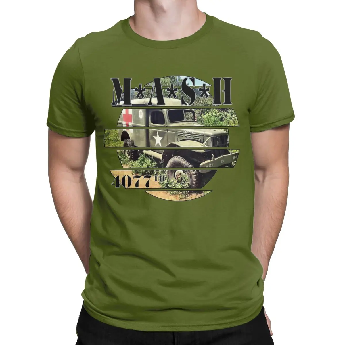 Men Mash 4077 TV Show T Shirt Pure Cotton Clothes Vintage Short Sleeve Round Collar Tee Shirt Graphic T-Shirt