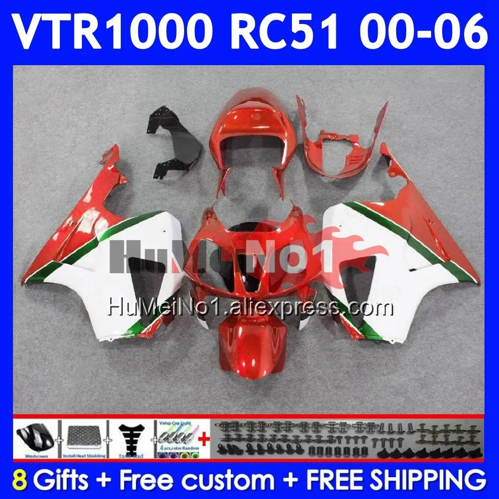 Body For HONDA VTR1000 RC51 01 02 03 2004 2005 White red 2006 68No.123 SP1 SP2 VTR 1000 2000 2001 2002 2003 04 05 06 Fairings