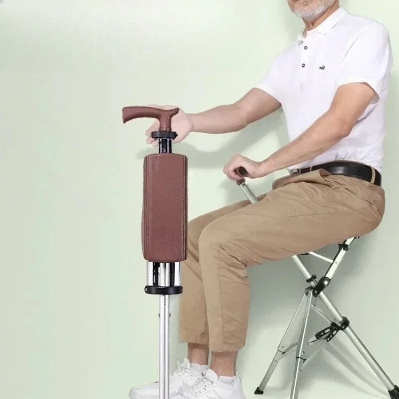 

Multifunctional non-slip portable stool camping beach chair Outdoor folding light cane chair, elderly rest stool, walker