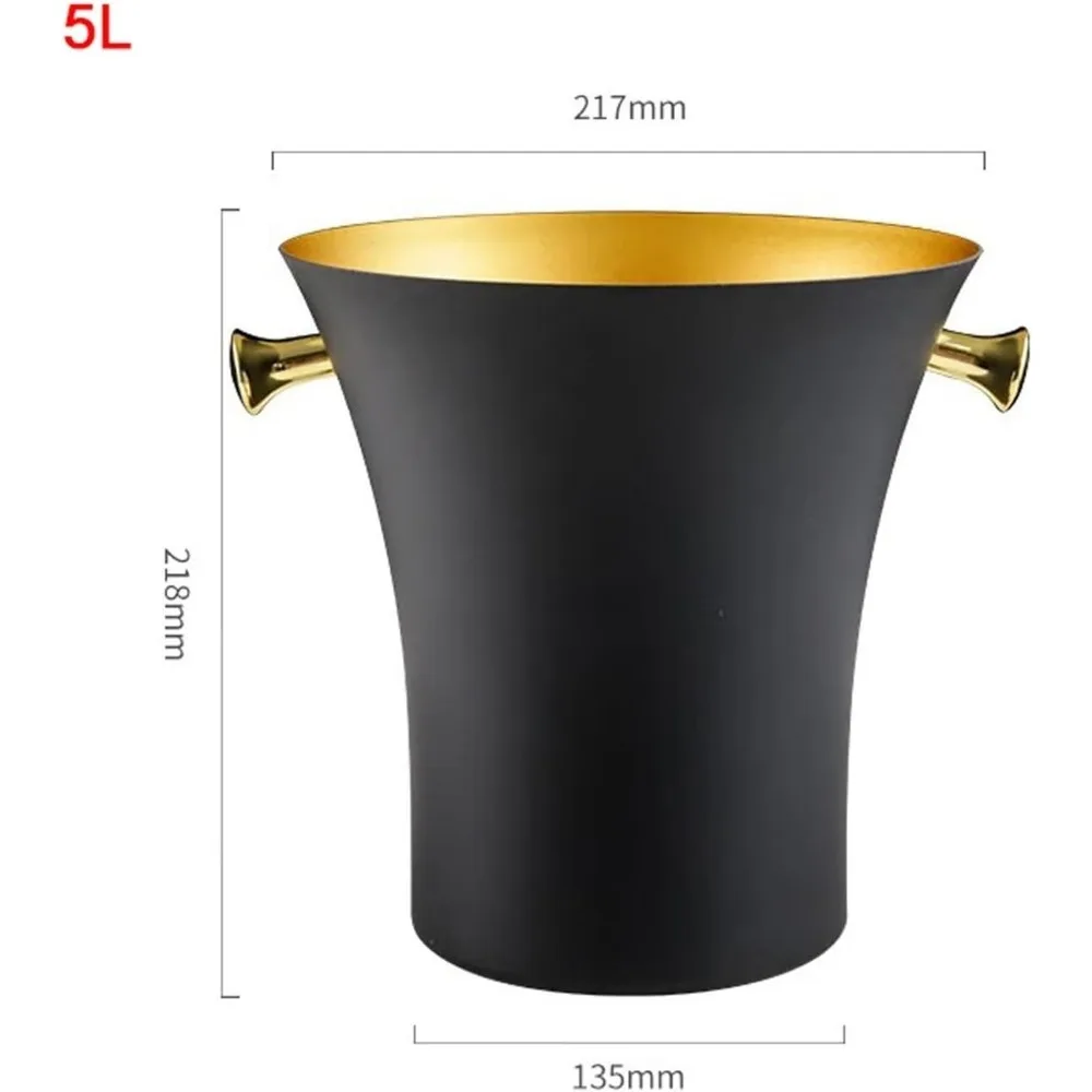 Bucket  Bucket for Freezer 5L Ice Bucket, Stainless Steel Ice Buckets,Ideal Bucket for Beer,Champagne and Wines Black