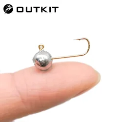 OUTKIT 10 Stück Mini-Jig-Kopfhaken, Rockfish, freiliegender Kopf, Haken mit Widerhaken, Forelle, weicher Wurm, Köder, Jig-Angelhaken, Angelgerät