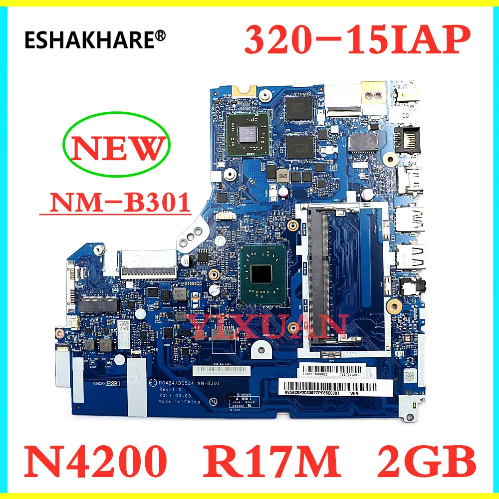 For Lenovo 320-15IAP Laptop Motherboard With N3450 N4200 CPU R17M 2GB PC3L 5B20P20644 DG424 DG524 NM-B301 100% Fully tested