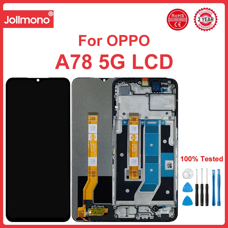 For OPPO A78 LCD Display With Frame Touch Screen CPH2483 CPH2495 Panel Replacement Parts