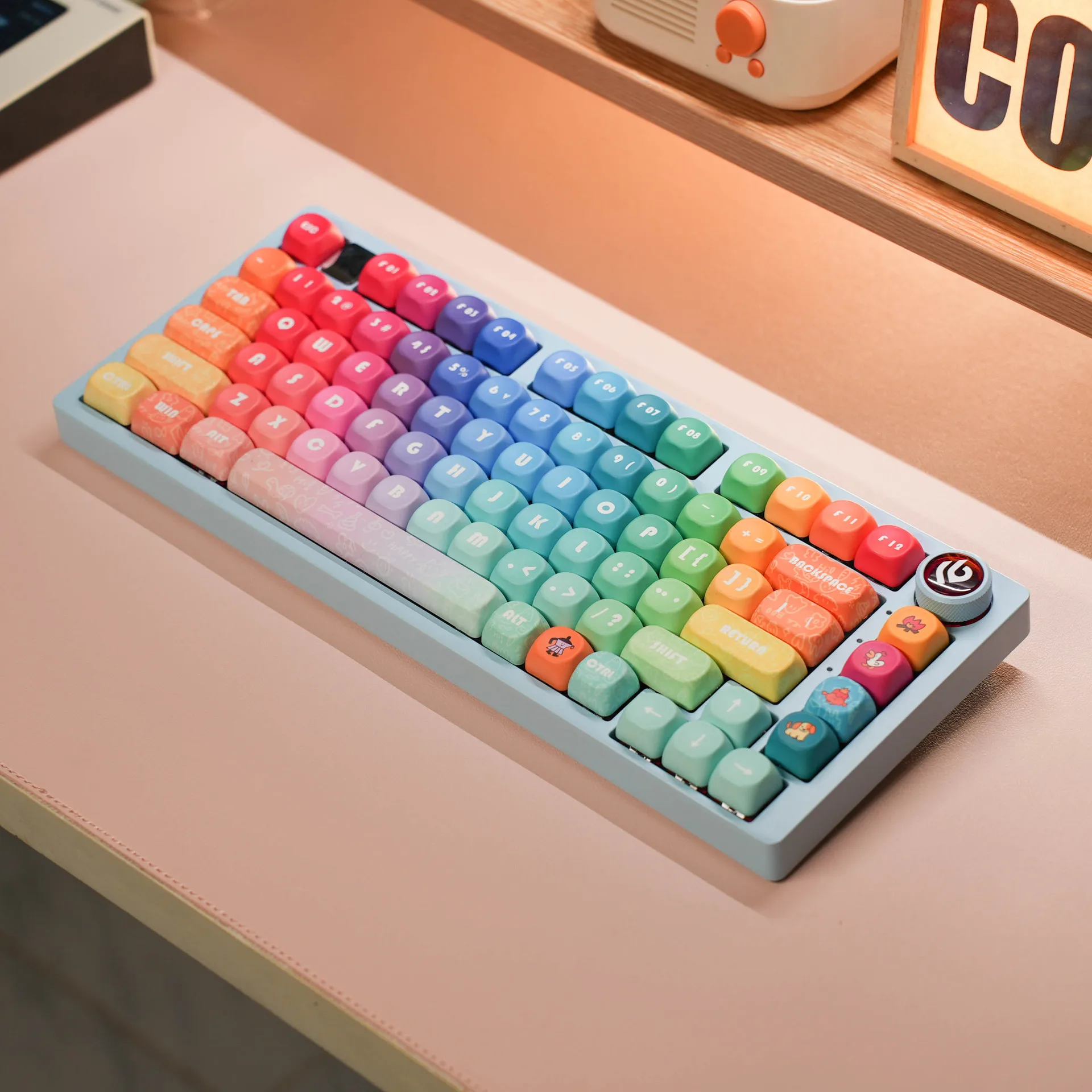 Colorful height PBT sublimation 137 keys rainbow large full set of mechanical keyboard round cap universal mechanical keycaps