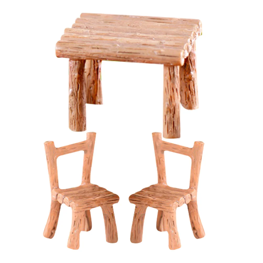 

1 set Moss Ornaments Mini Simulation Chair Miniature Garden Furniture Resin Table Decor Set Gardening Adornments Landscape