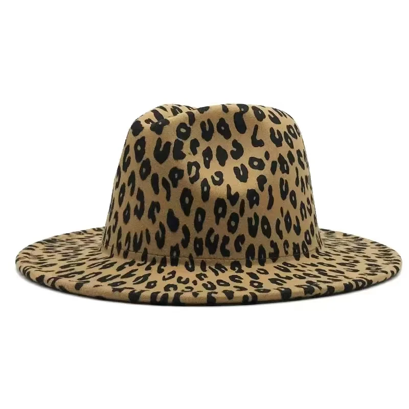 2024 cappelli fedora invernali per donna moda piatto a tesa larga Panama feltro di lana Jazz cappelli Fedora per uomo Leopard goth top cappello da sposa