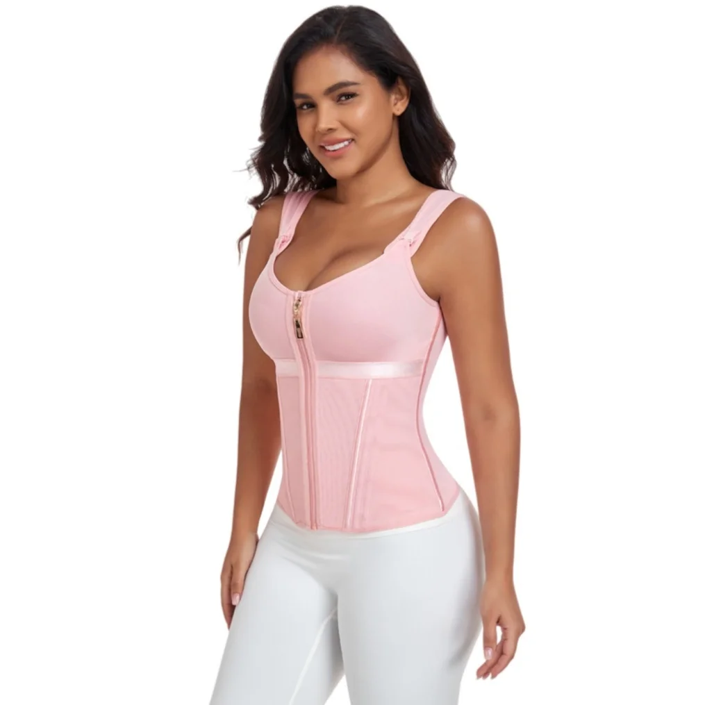 

Women's Waist Trainer Corset Vest with Zipper Sexy Compression Tank Top Body Shaping Corset for Workout and Everyday Wear