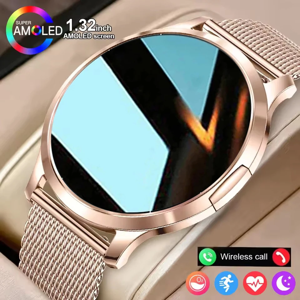 

2025 Новые женские умные часы 1,32 дюйма AMOLED 3D изогнутый экран DIY пользовательские циферблаты Bluetooth вызов голос мужские спортивные водонепроницаемые умные часы