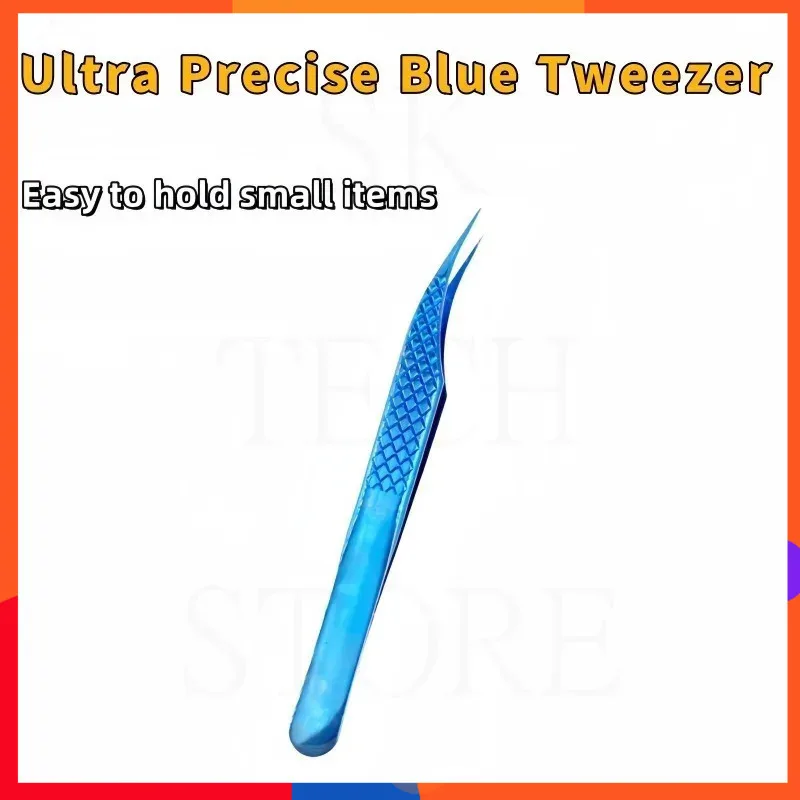 1pcs Dream Blue Ultra-fine Premium Beauty Makeup Tweezers For Eyelashes Extension Pinzas Super Precision Phone Repair Hand Tool