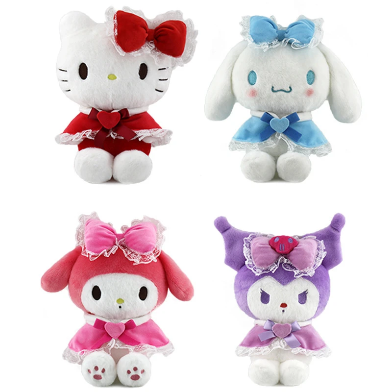 

20 см аниме Sanrio Hello Kitty Kuromi Melody Cinnamoroll Kawaii плюшевая игрушка изысканная мягкая кукла-заполнитель подарок на день рождения для девочек