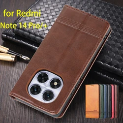 Magnetic Adsorption Leather Fitted Case for Xiaomi Redmi Note 14 Pro 5G 4G / Note 14 Pro+ 5G Global Flip Cover Capa Fundas Coque