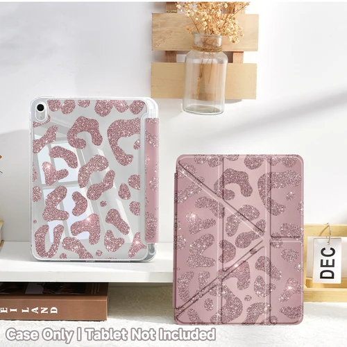 Imagen 2 del producto Funda con soporte plegable en Y para iPad/ranura para lápiz, para iPad 10/11/Air 3-5/Mini6-7/Pro 11/10,2 pulgadas, para dormir/impermeable, carcasa híbrida ligera con estampado