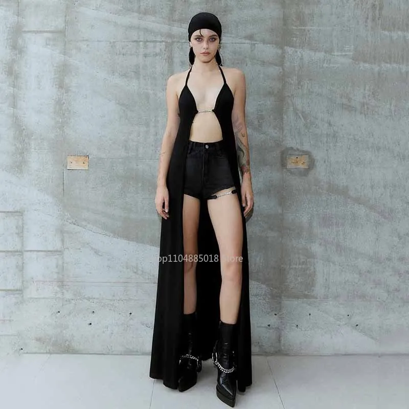 

Spring new women's solid color slim fit street fashion hanging neck sleeveless backless dress for women