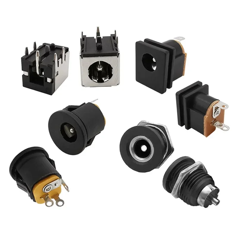 10Pcs/Lot DC Power Jack Female Connector 12V 5.5*2.1mm 3.5x1.3mm DC Male plug Charge socket Nut Panel Mount Adapter DC099/025M