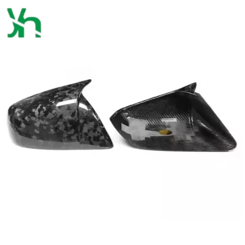 ฝาครอบกระจกมองข้างคาร์บอนไฟเบอร์ฟอร์จแบบแห้ง สำหรับรถยนต์เทสล่า รุ่น X สไตล์หรูหรา สำหรับตกแต่งภายนอกรถยนต์ แบบติดกาว 2 ชิ้น