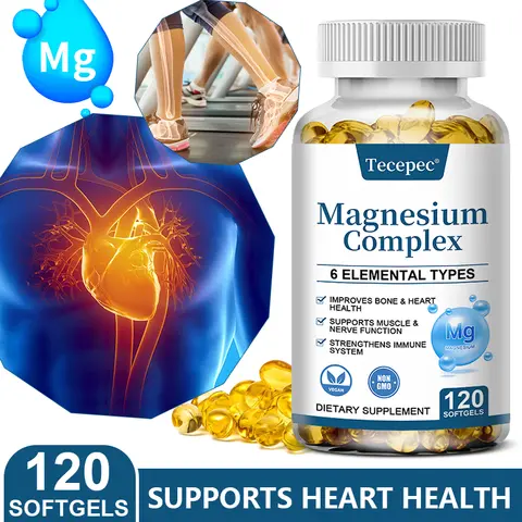 Magnesium Complex 6 Elemental Magnesium Supplement 500mg, Magnesium Glycinate, Support Sleep, Muscle, Bones,Vegan Non-GMO