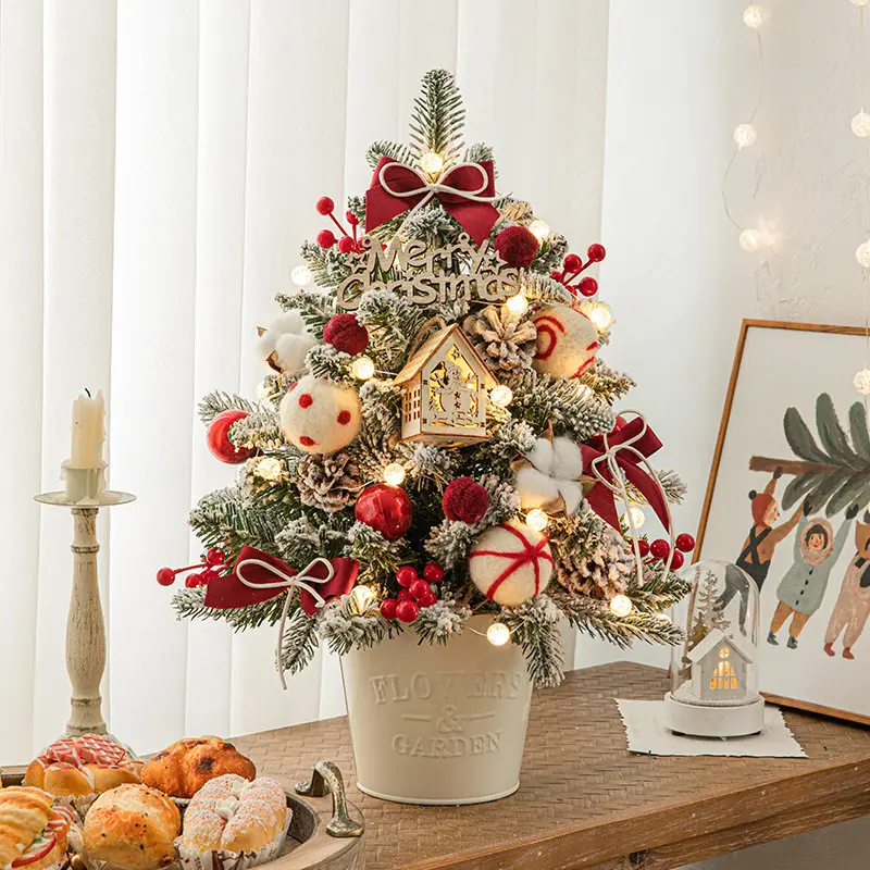 Christmas decorations scene arrangement Christmas tree household small encrypted ornaments lights DIY handmade ins wind package