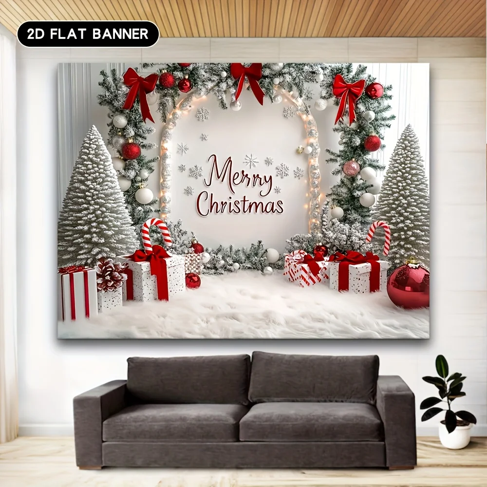 VIKAMA Weihnachts-Wandteppich, maschinenwaschbar, Kiefernzweig, Schneeflocken-Druck, Wandteppich, Wohnzimmer, Schlafzimmer, Hintergrund, Wanddekoration