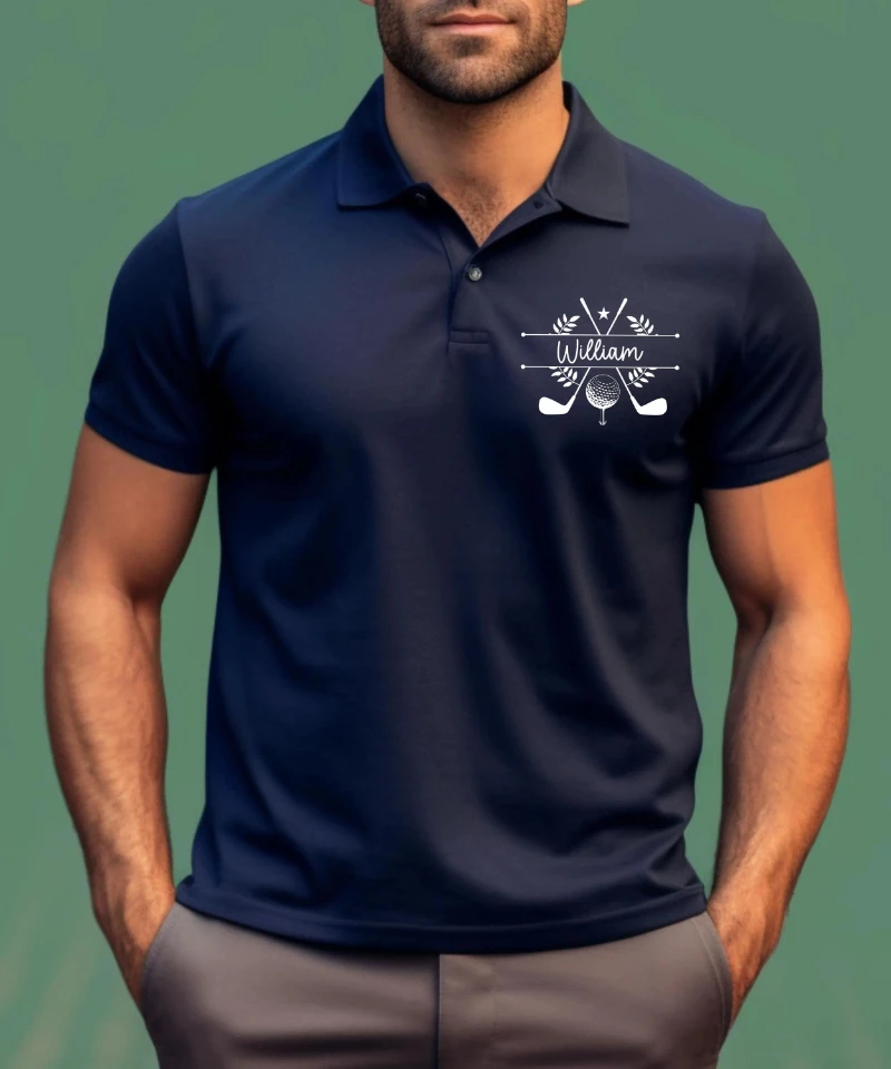 Personalisiertes Golf-Poloshirt: Individueller Text & Logo Golf-Team-Outfit Weiche Polyester-Mischung Maschinenwaschbar Casual & Büro