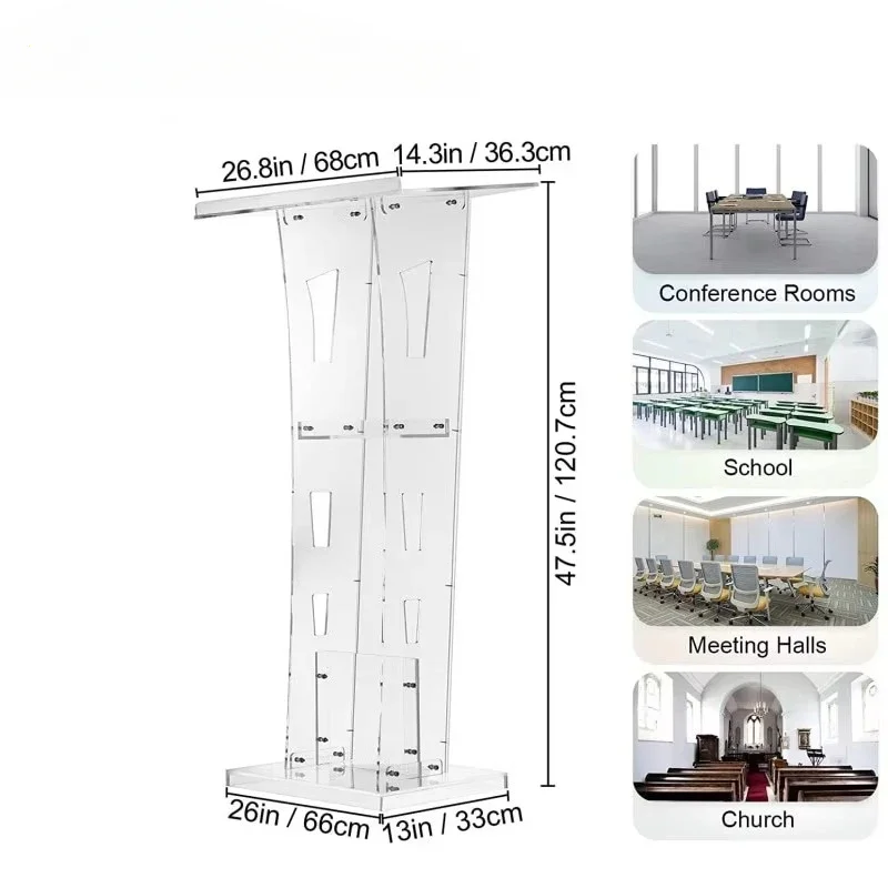 Modern Acrylic Smart Podium Plexiglass Podium Conference School Church Podium with Light Emitting Diode